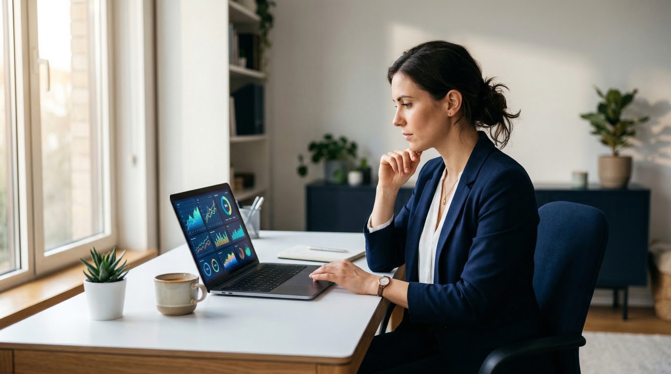 Business owner reviewing analytics deciding between ads and SEO