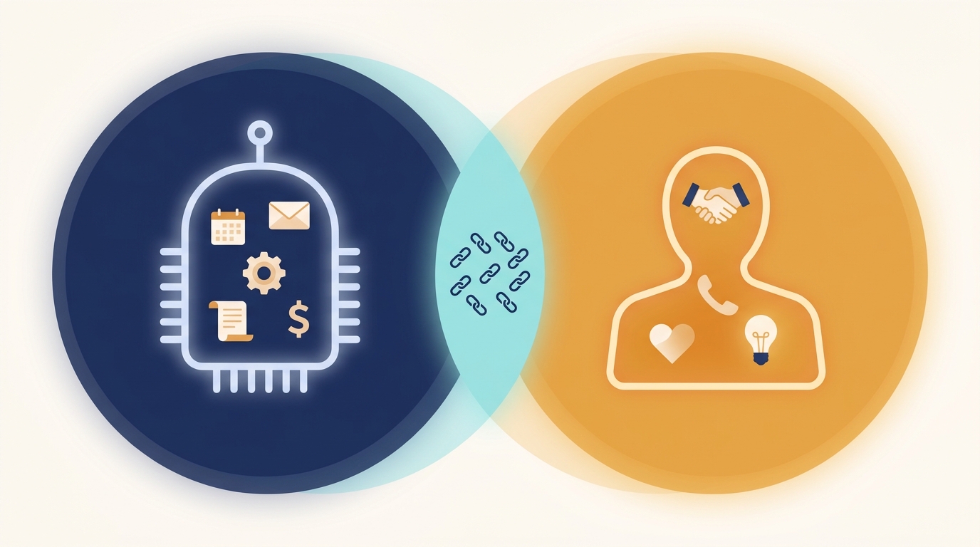 AI vs human task split for service businesses