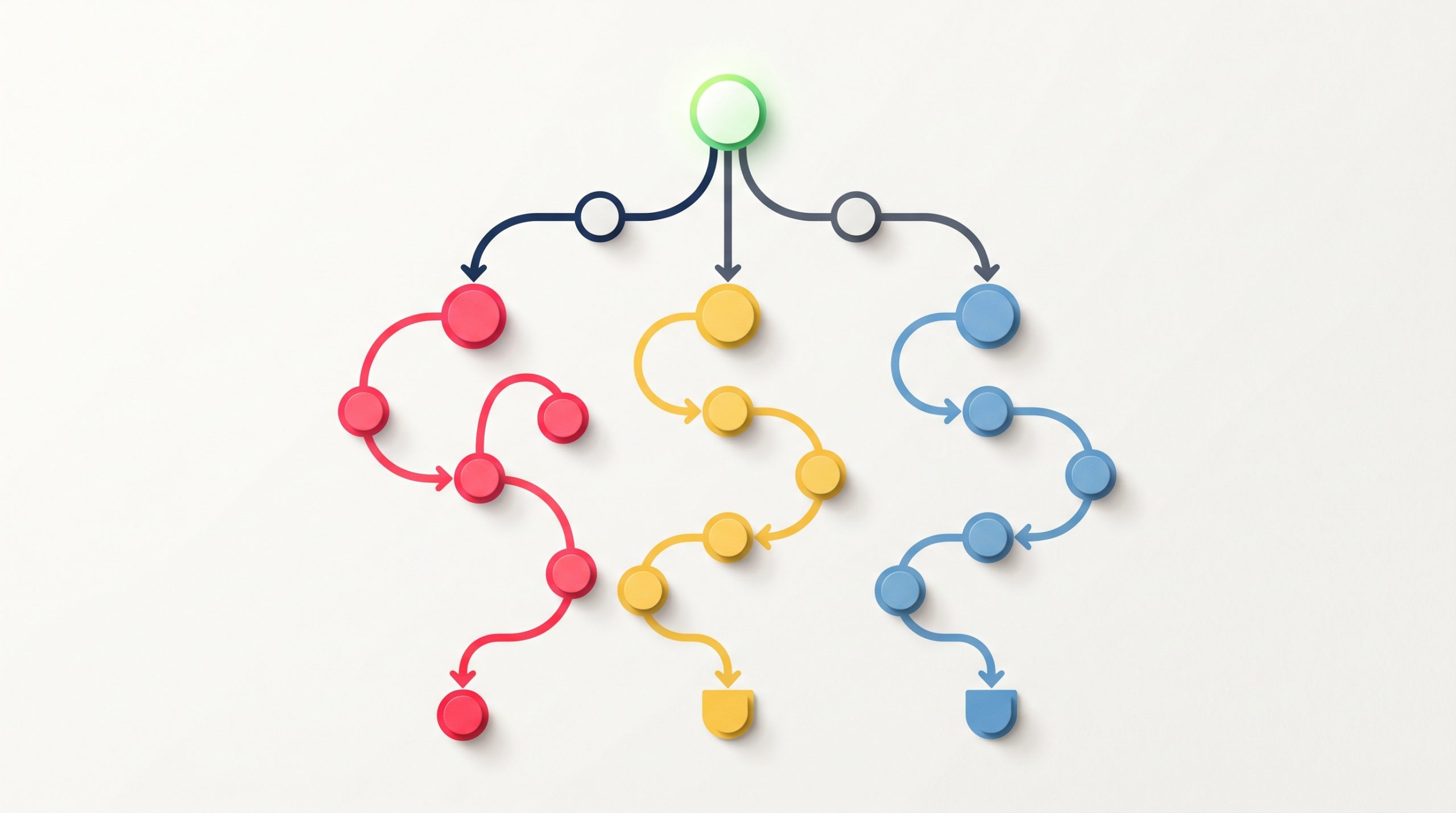 Diagram of an AI lead enrichment workflow built in Make.com routing leads into hot, warm, and cold paths