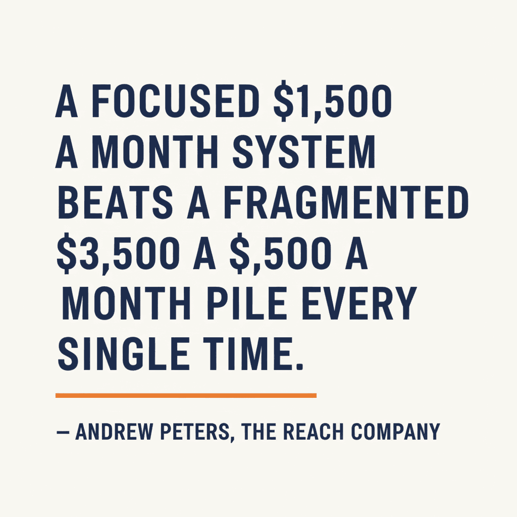 A focused $1,500/mo system beats a fragmented $3,500/mo pile every single time.