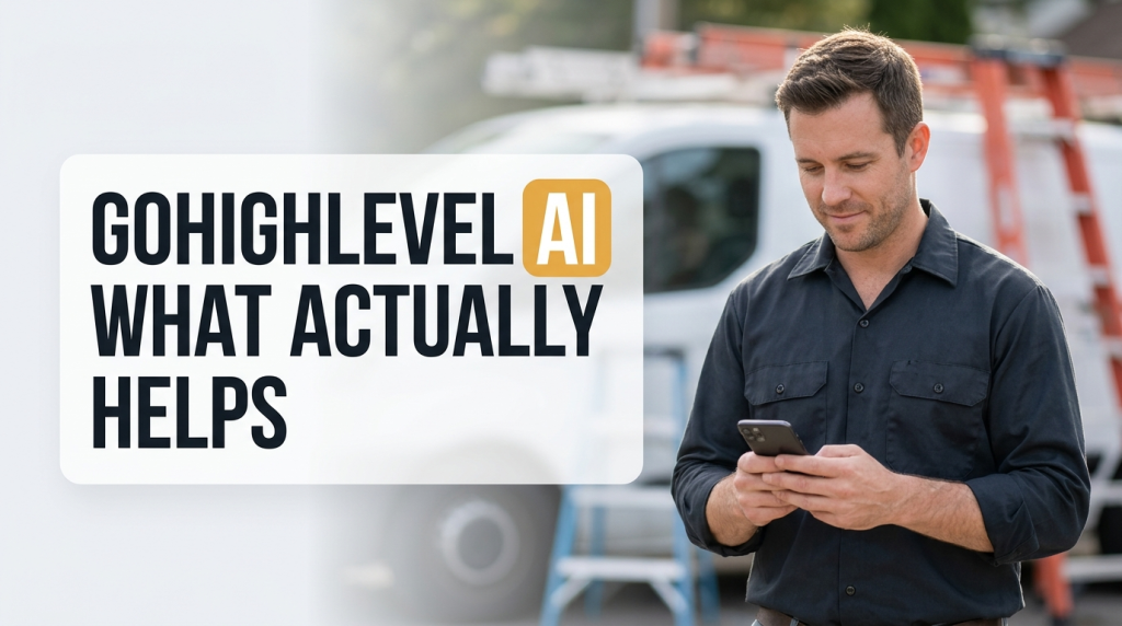 Service business owner relying on GoHighLevel AI features to answer leads while on the job
