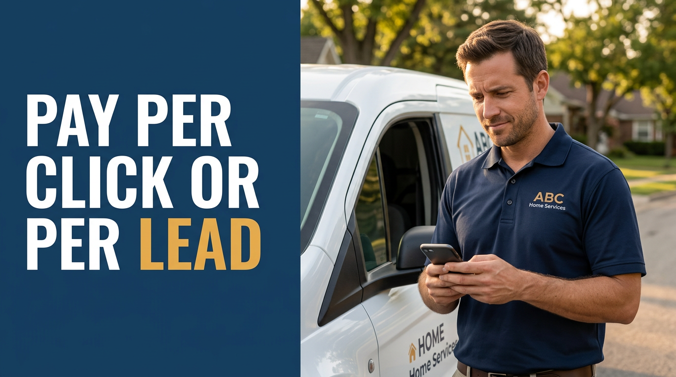 Service business owner checking phone, weighing Google Ads vs Local Services Ads