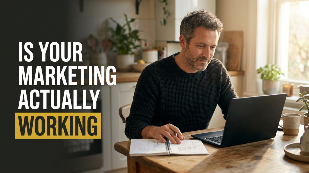 Business owner checking how to know if your marketing is working using a few real numbers