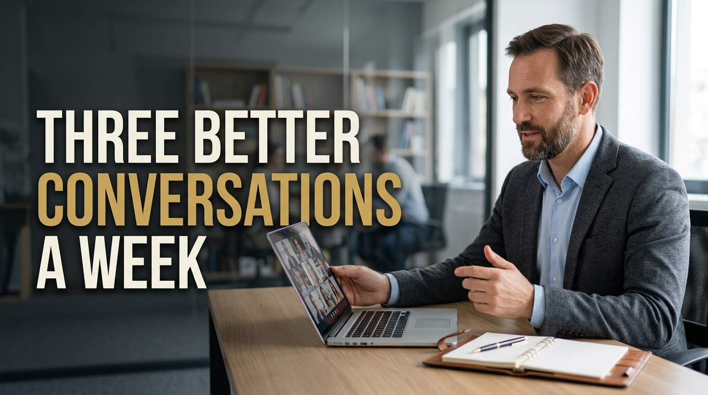 Consultant on a video call at his desk, the steady pipeline that consistent lead generation for consultants creates