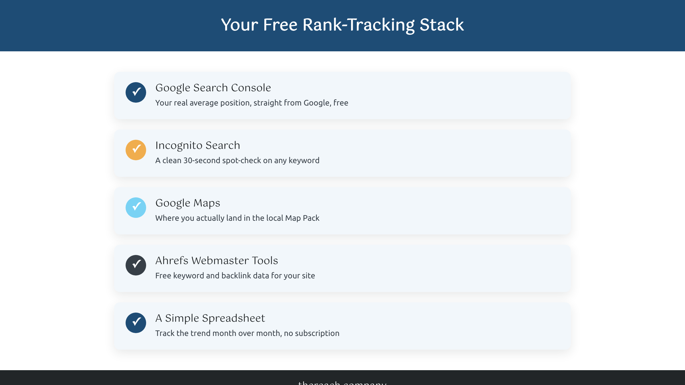 Free checklist for how to track keyword rankings without paid tools